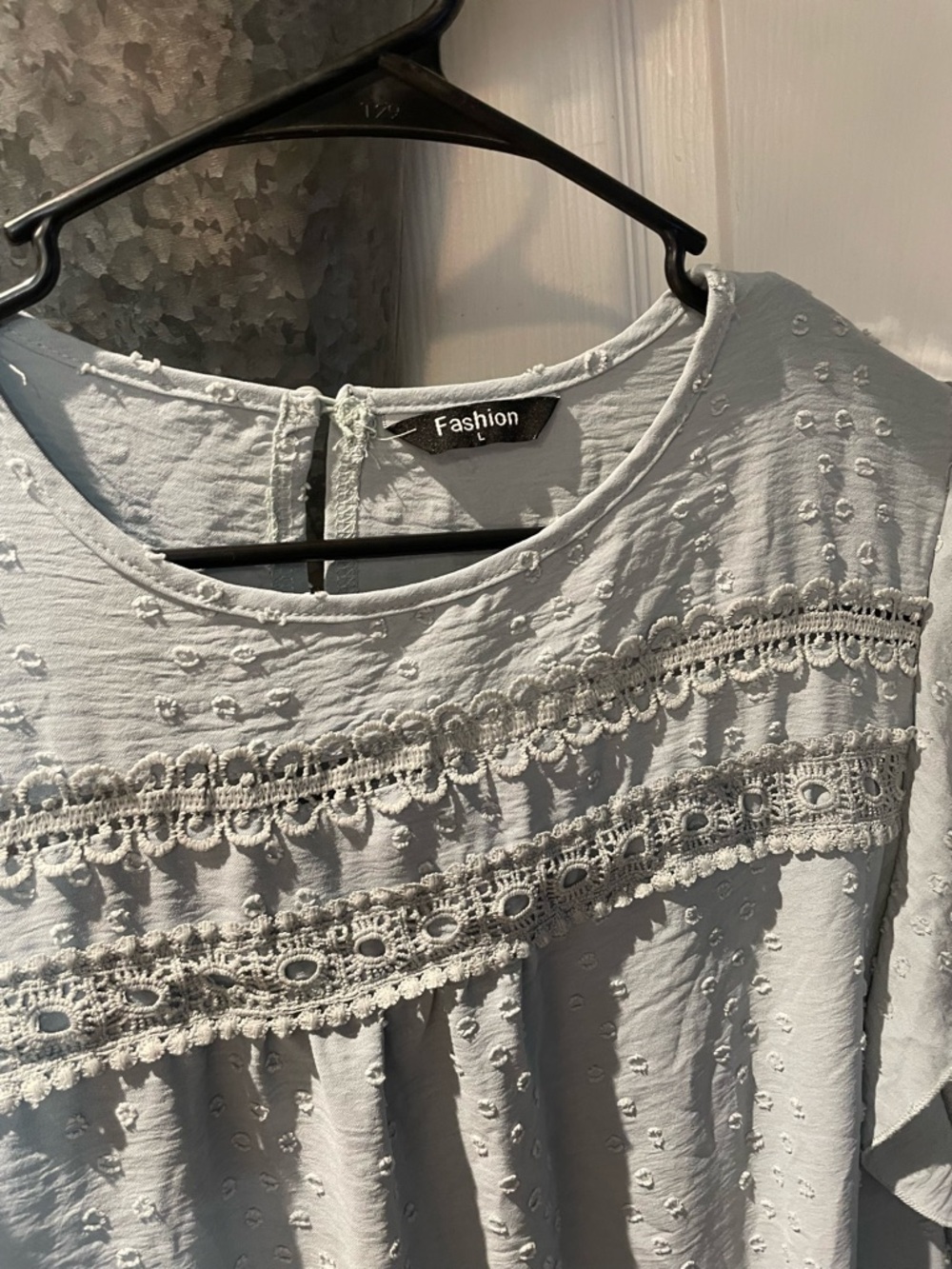 Buckle Light Blue Eyelet Ruffle Yoke Top - Picture 3 of 4
